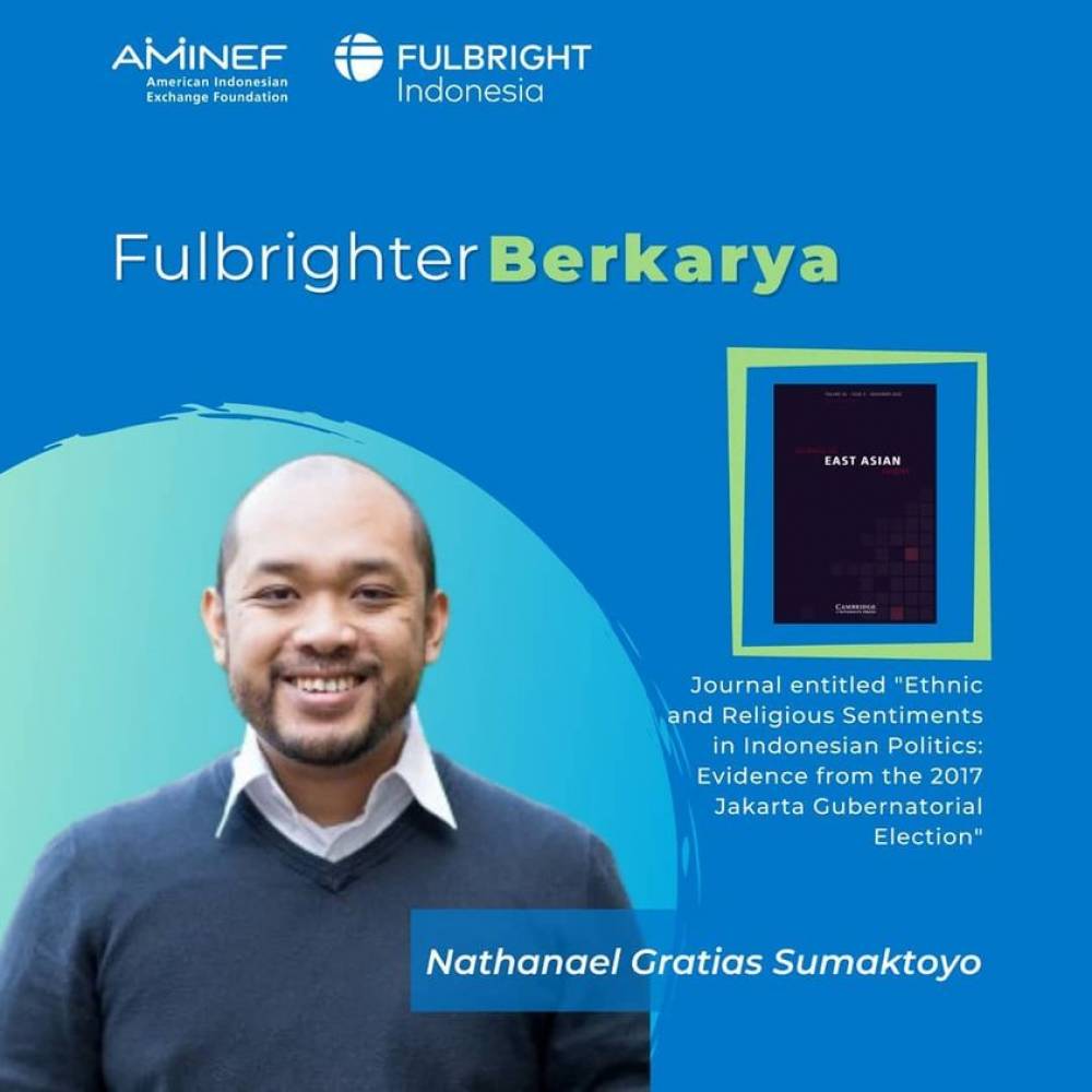 Nathanael Gratias Sumaktoyo (TN 12), peneliti Ilmu Politik dan alumni beasiswa Fulbright AS
