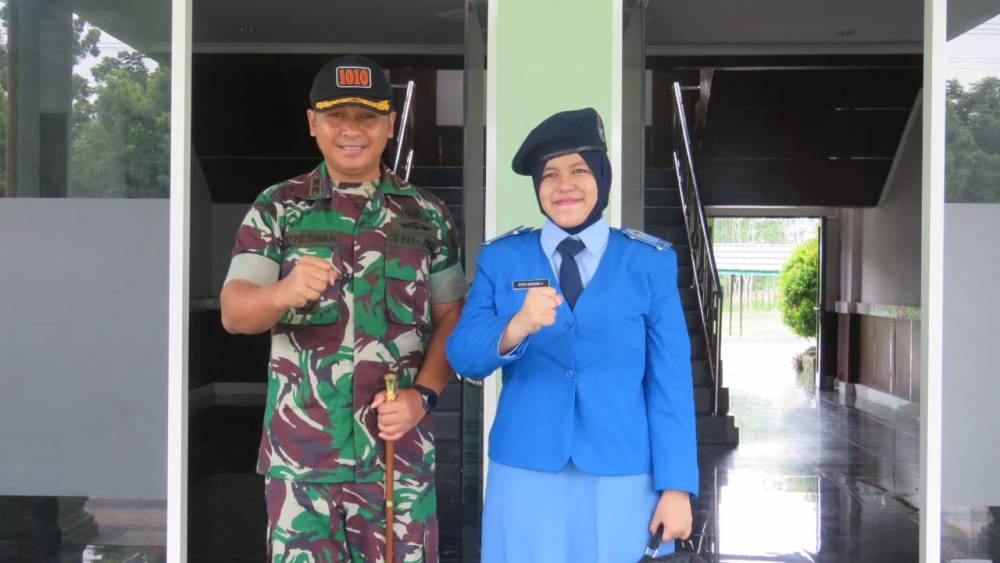 Putri Hasana sambangi Makodim 1010/ Rantau, Kalimantan Selatan dan diterima oleh Komandan Kodim Letkol Inf Rio Neswan (TN 5)