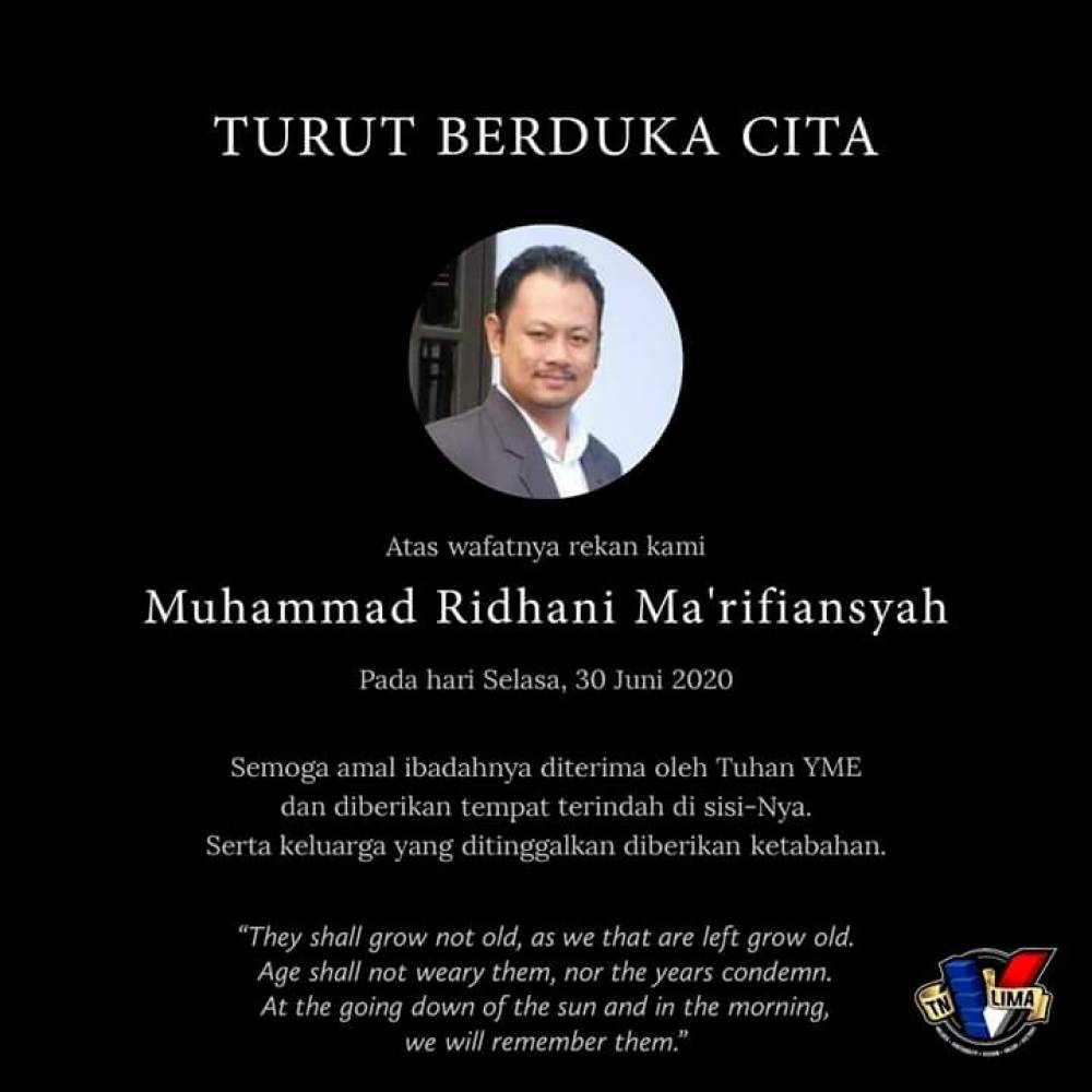 Berita Duka : Muhammad Ridhani Ma'rifiansyah (TN 5)