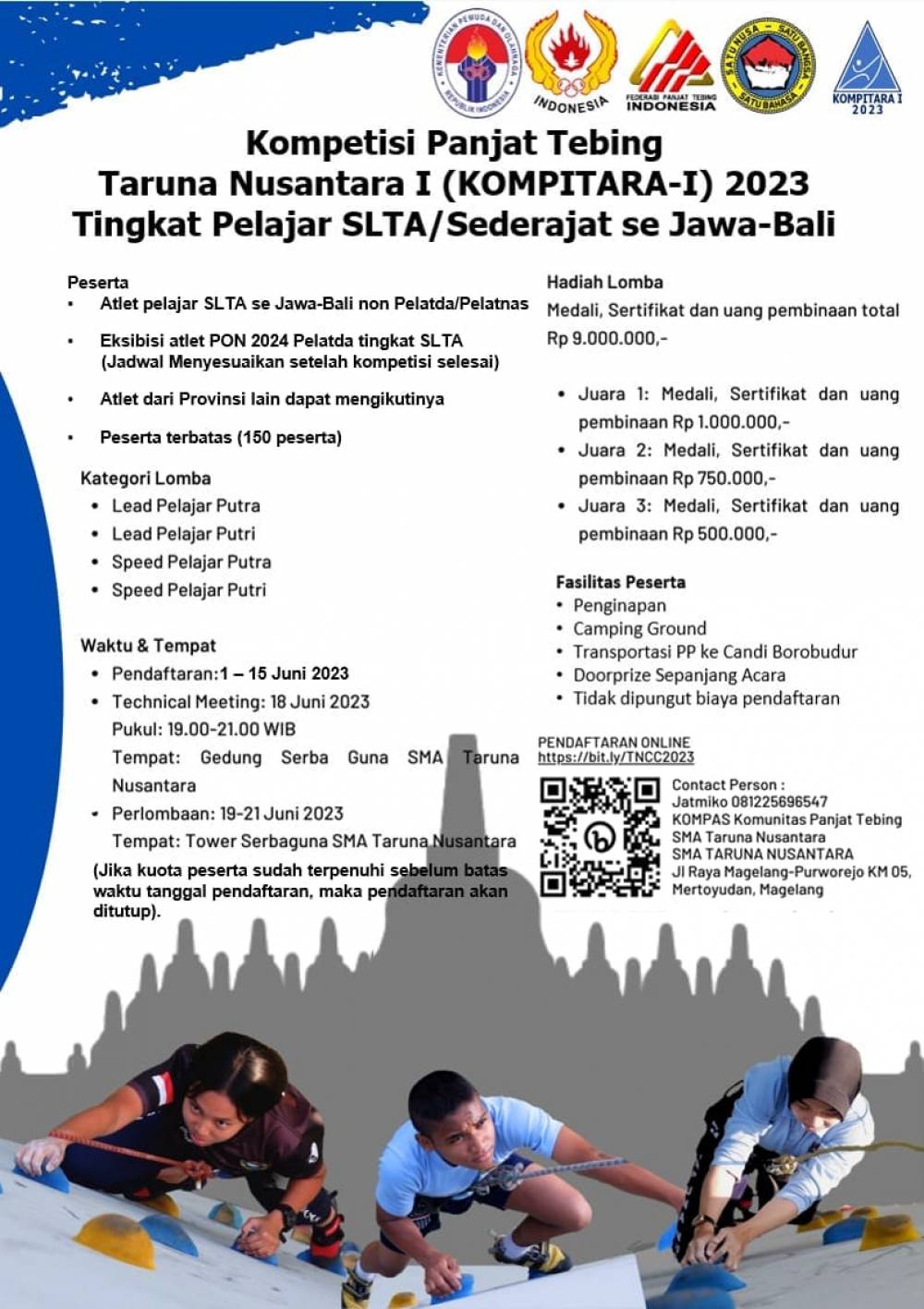 Kompetisi Panjat Tebing Taruna Nusantara I 2023 Tingkat Pelajar SLTA/Sederajat se Jawa-Bali